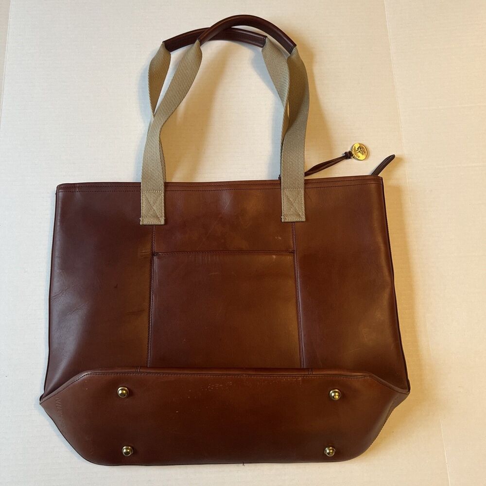 Brahmin Large Smooth Leather Tote Bag Zippered Brown